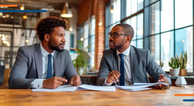 Lawyers exchanging ideas