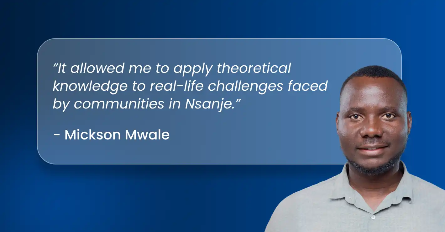 "education in Action: Mickson Mwale Shares How His Studies at Luanar Enabled Him to Address Real-world Challenges in the Nsanje District." | Luanar - Ecampus Bridging Theory and Practice: Mickson Mwale’s Impact in Nsanje
